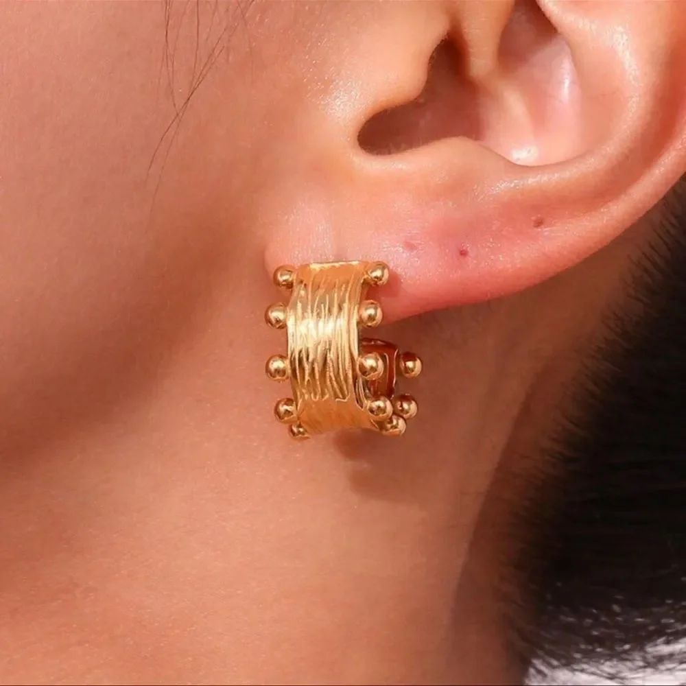 Gold hoop earrings  #830